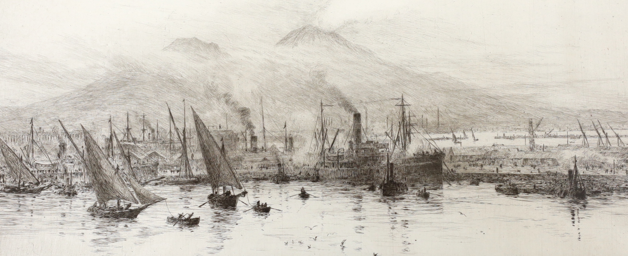 William Lionel Wyllie (1851-1931), etching, 'Bay of Naples', signed in pencil, 18 x 39cm